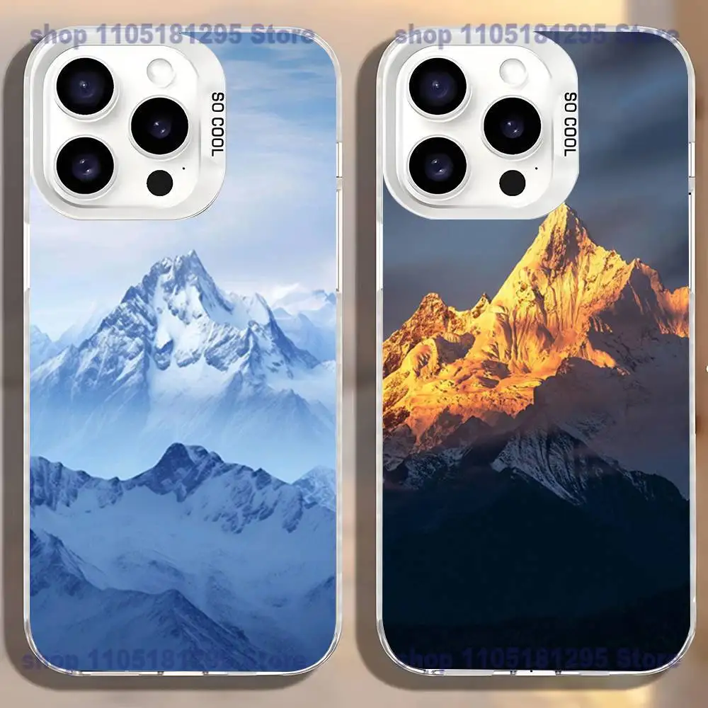 

Hot Natural Scenery Snow Mountain Phone Case For iPhone17,16,15,14,13,12,11,Mini,Pro,SE,MAX,plus,White Matte Shockproof Cover