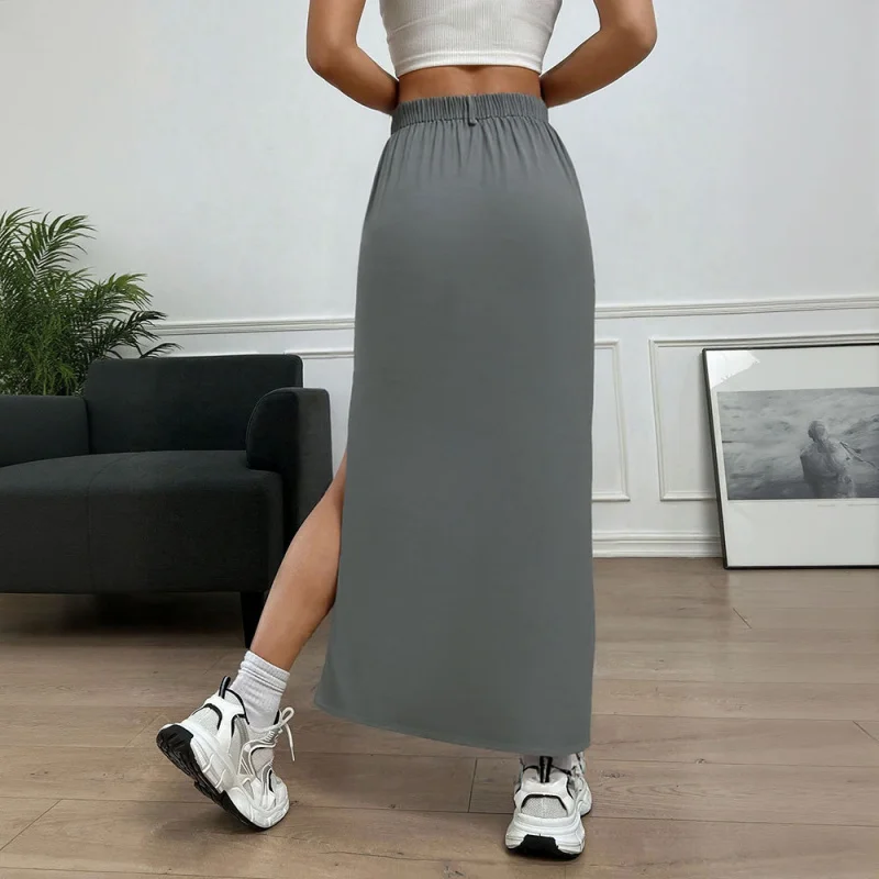 Pure Desire Style Hot Girl Sexy Bodycon Suit Half Skirt Elegant Retro Slimming High Waist Straight Long Skirt