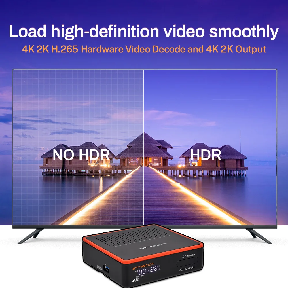 GTMEDIA GT COMBO Android 9.0 TV, pudełko + DVB-S/S2/S2X,DVB + T/T2/C 4K HD wbudowany Wifi 2.4G/5G + BT4.1 obsługuje format wideo M3U 4:2:2