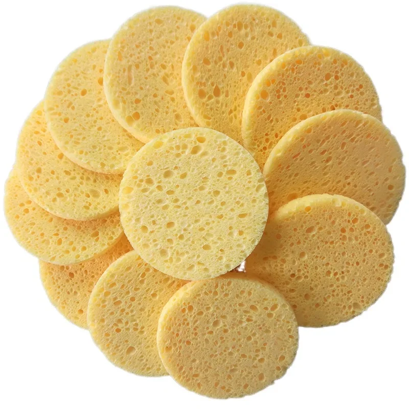 

5pcs Face Round Makeup Remover Tool Natural Wood Sponge Compress Cosmetic Puff Facial Washing Sponge