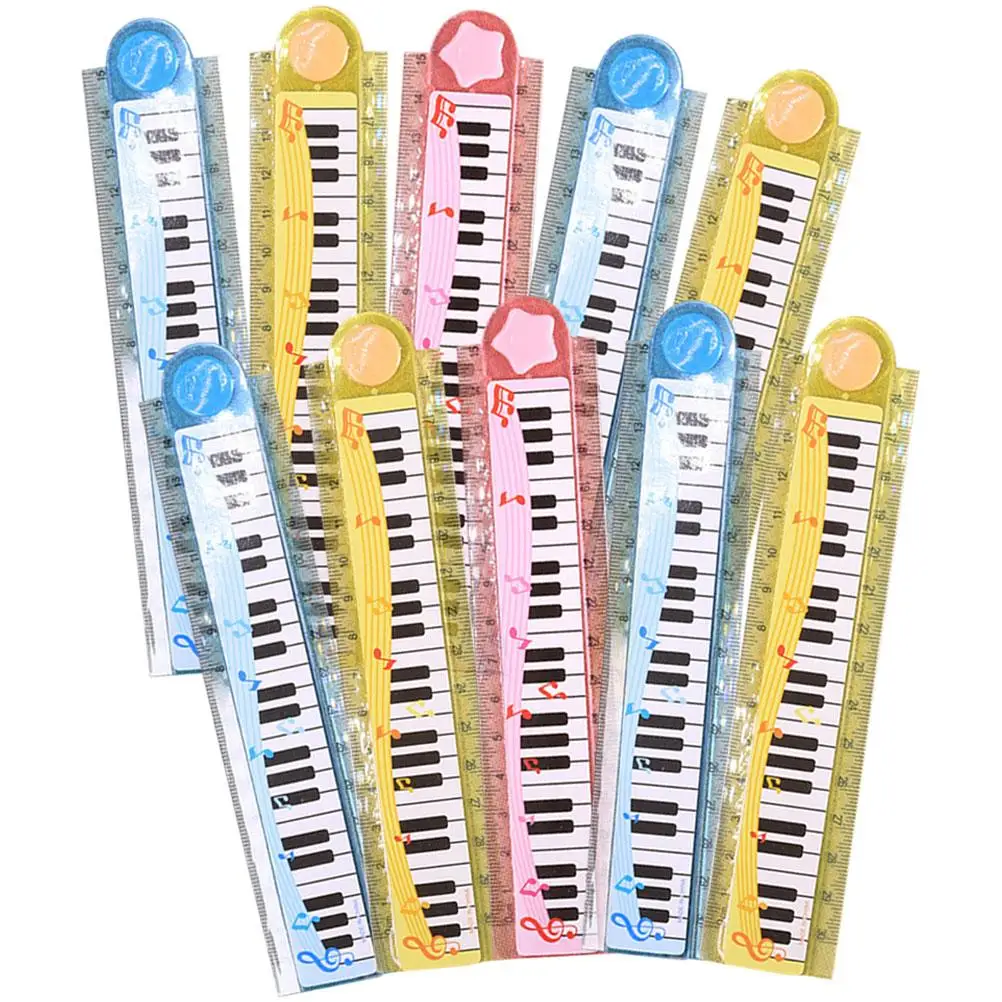 10 Pcs Piano Ruler 30cm Kids Daily Use Straight Reusable Portable Foldable Cartoon School Office Home Writing Accessories