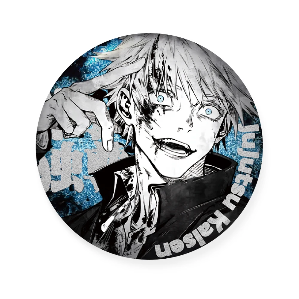 Anime Jujutsu Kaimmense Satoru Gojo Cosplay Double Flash Silver Glitter Danemark ge, 75mm Ambitus