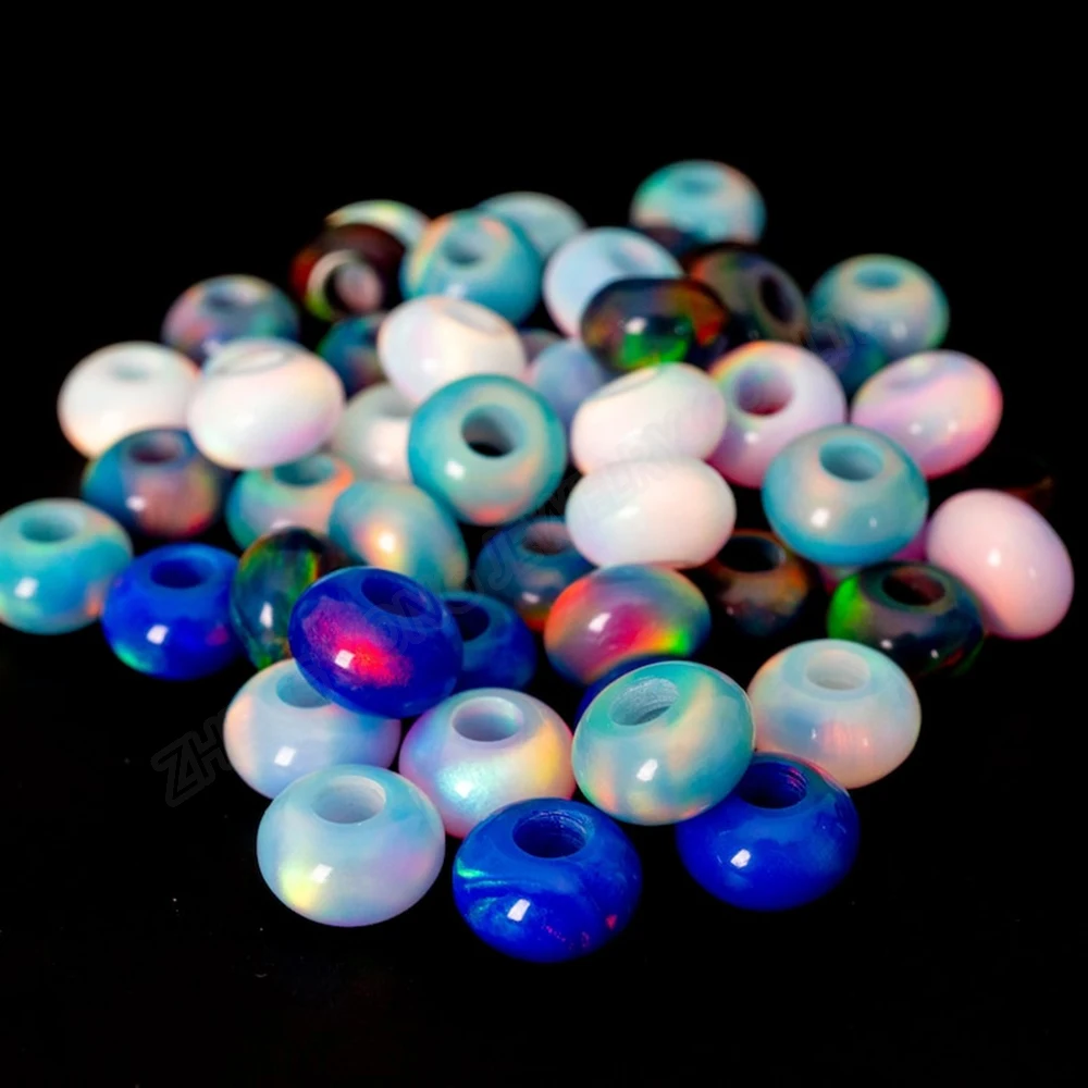 

20/50pcs White Fire Opal Rondelle Beads for Jewelry Making Nebula Opal OLP300--OLP308 Rondelle Charms for Bracelet