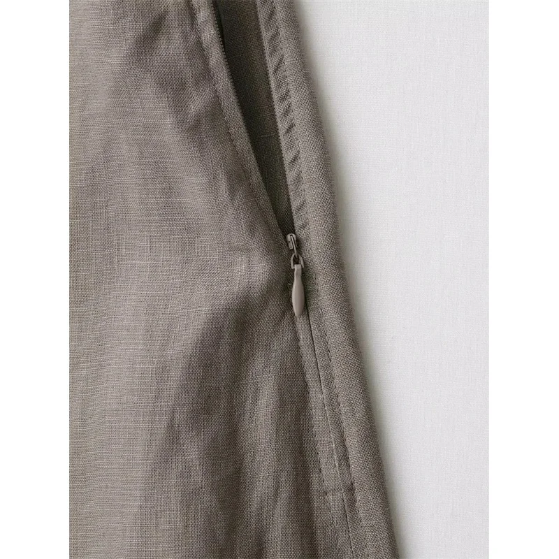 Slim Fit Halter Neck Vest Top for Women with Retro Cotton Linen Skirt Set Sleeveless Chic Summer Fashion Top And Skirt Ensemble