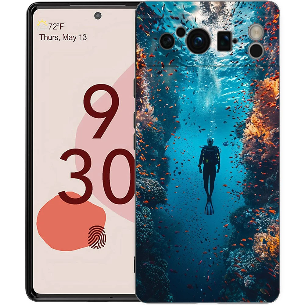 حافظة لهاتف جوجل بيكسل 9 8 7 6 برو XL 8A 6A 7A 5G غطاء أسود ناعم مقاوم للصدمات من البولي يوريثان الحراري