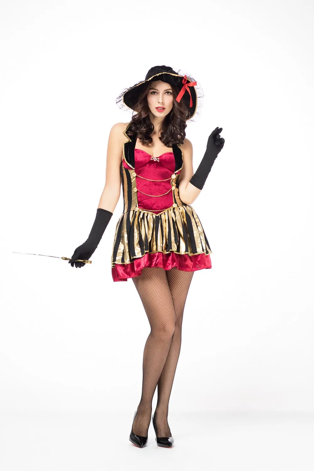 Costume d'Halloween du Capitaine 7.5 pour Femme Adulte, Robe de Barrage