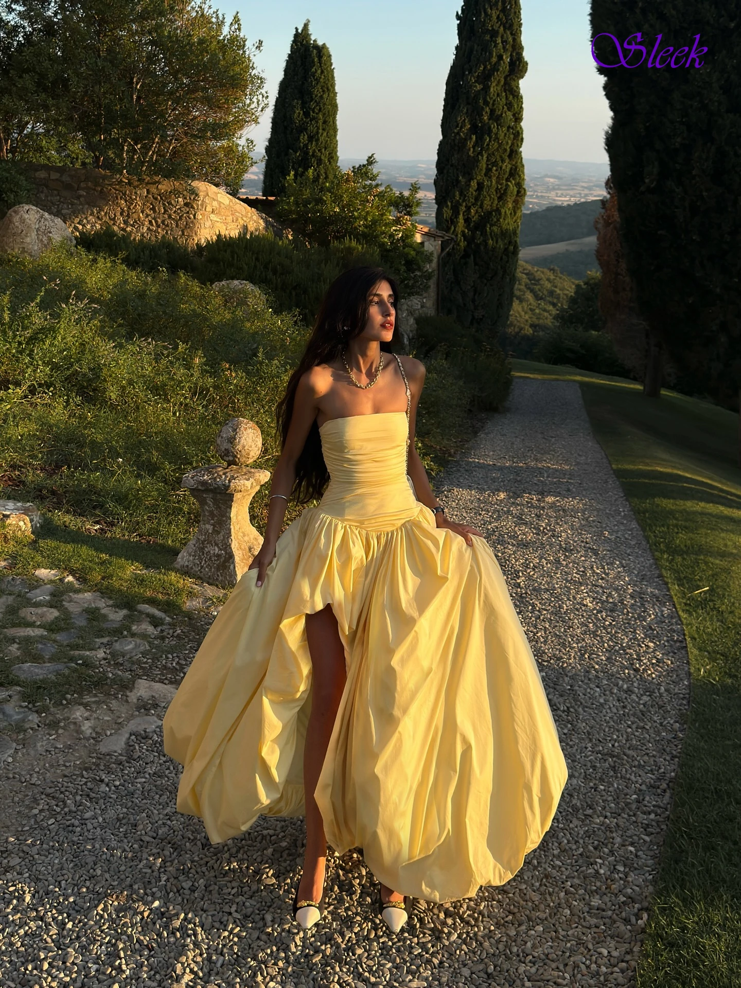 

Customized A-Line Strapless Elegant Formal Evening Dress and Fashion Temperament Party Gowns High Quality Delicate Prom Dress