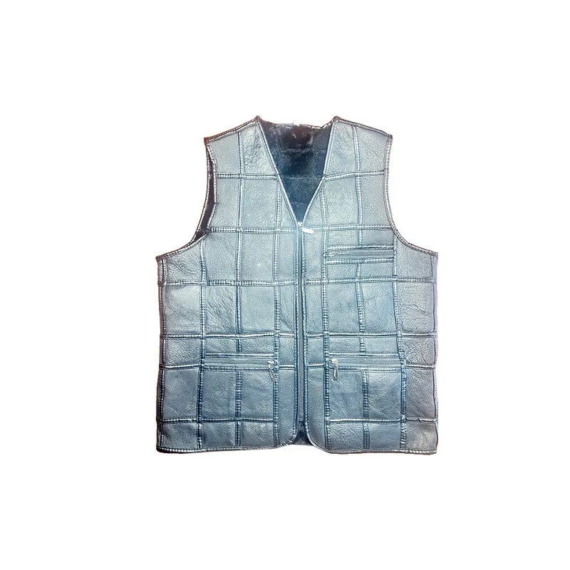Fur Integrated Men's Vest, Winter Warm Sheepskin Genuine Leather Wool Piled Thickened Outdoor Vest Spot