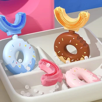 Yenidoğan U-şekilli çay fırçası ile tozluk silikon yeni bebek diş fırçası çocuk diş ağız bakımı temizleme fırçası uygun çocuk