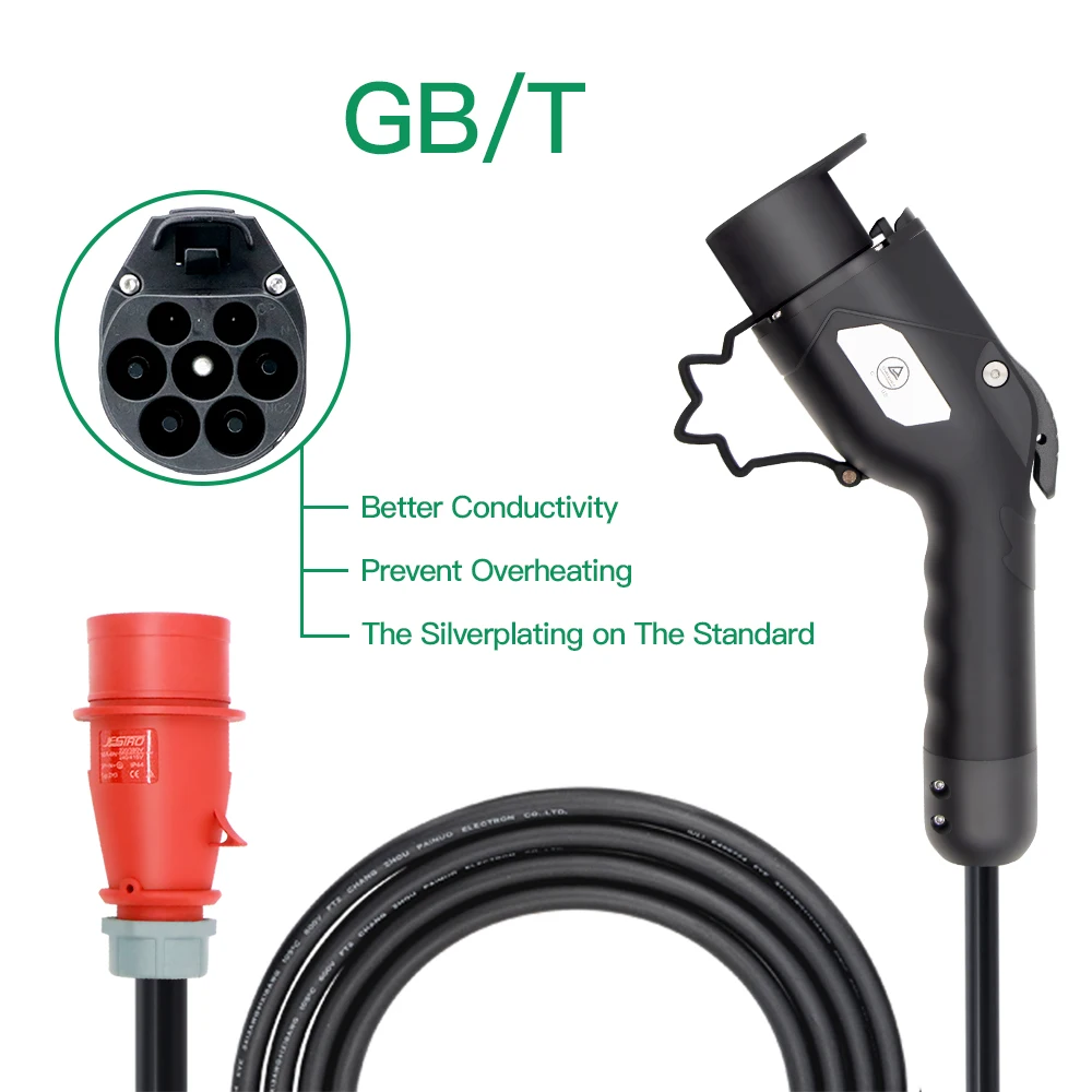 Chiefleed GBT 11kw Charger EV 8A 10A 13A 16 Adjustable With CEE Red Power Socket 5m Suitable for All GBT Standard Cars Charging