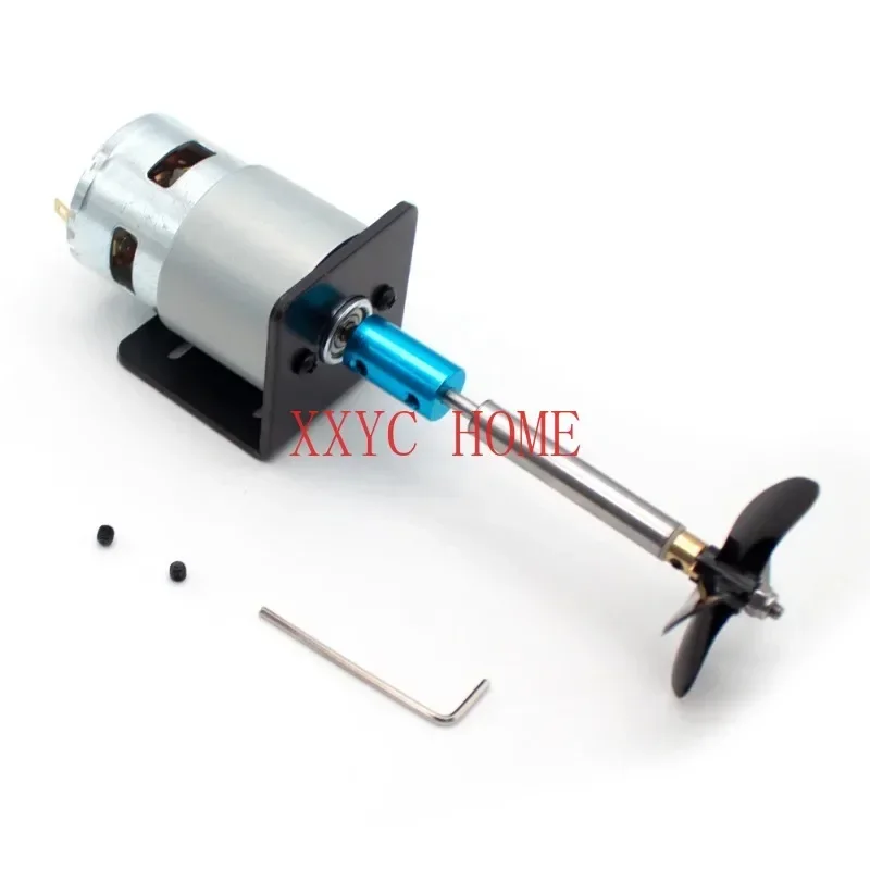 Boat 775 Motor Waterproof Boat Shaft Kit Stainless Steel Waterproof Shaft Nesting Boat Accessories + Four blade Propelle