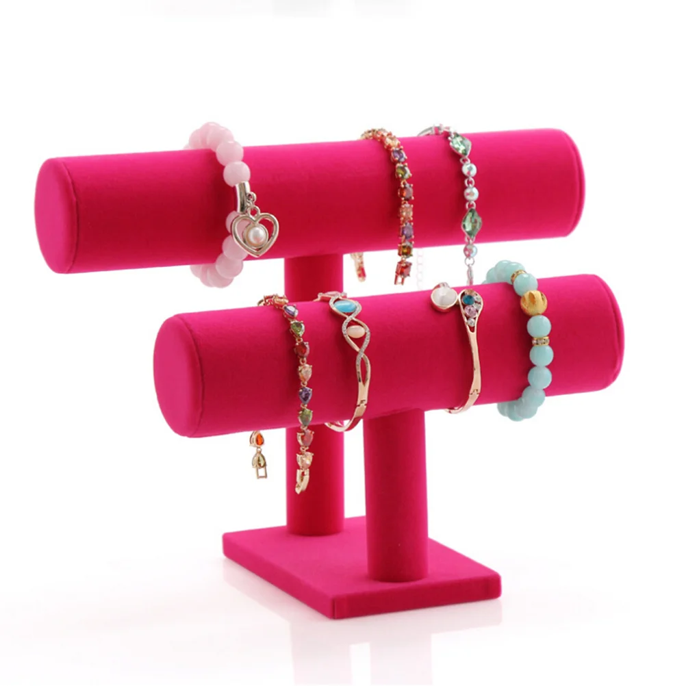 حامل قابل للفصل طبقتين رف روزي مجوهرات تخزين سوار حامل عرض موقف الإسورة حامل مُنظِم #5