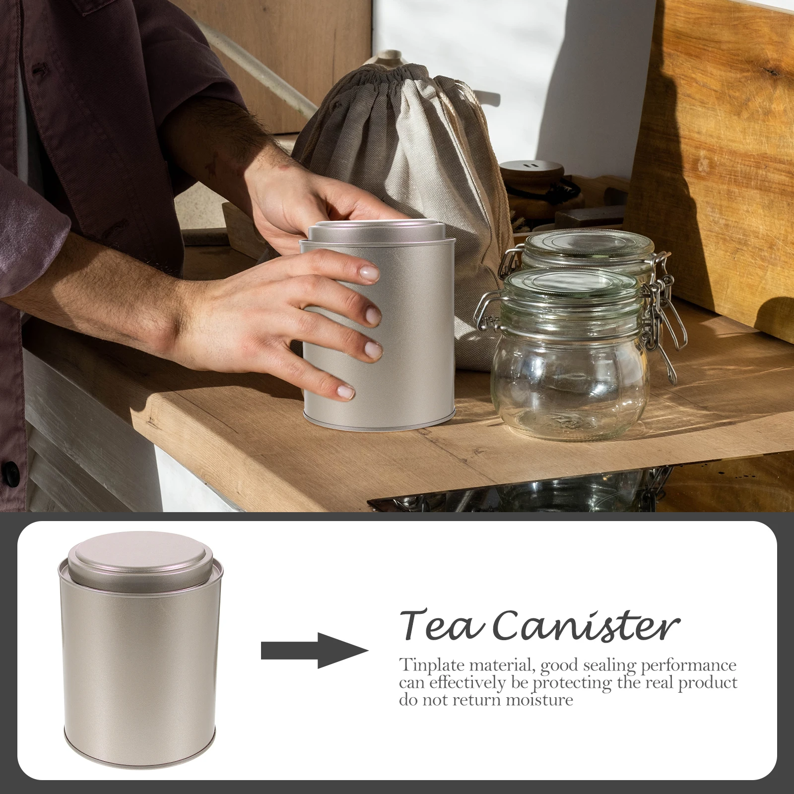 

Tea Canister Blue Small Size Tinplate Container for Dried Foods Tea Coffee Multi Function Household Storage