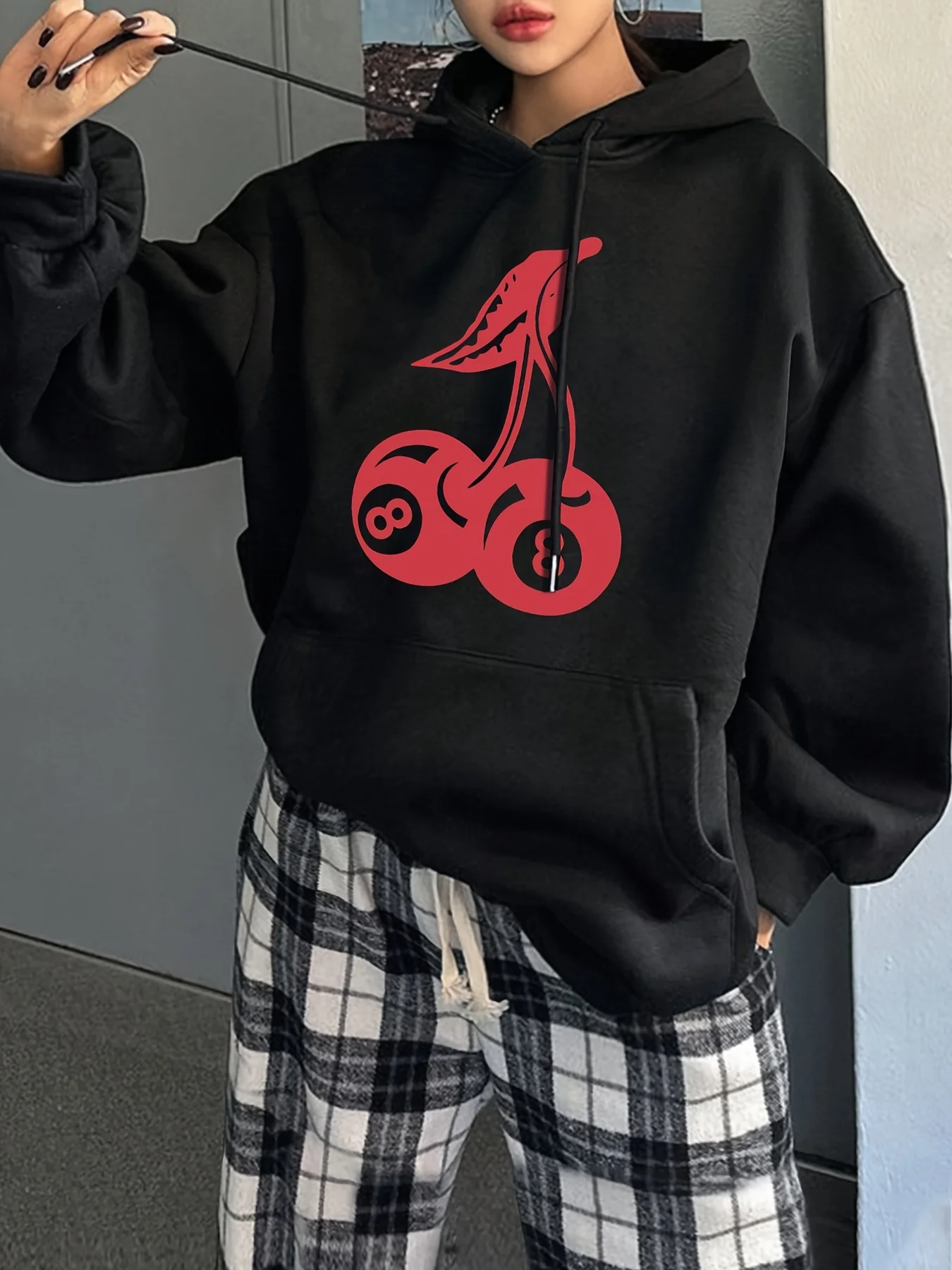 

Cherry Graphic Printing Autumn and Winter Pure Cotton Men's and Women's Hoodies Casual Outdoor Street Sports Training Brand