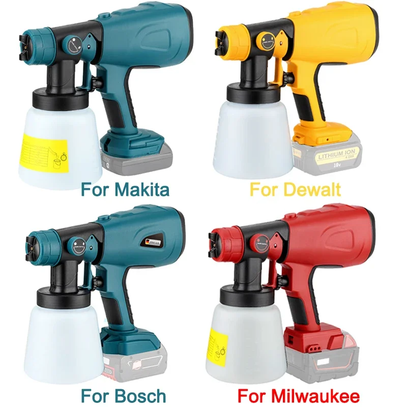 800ML Cordless Electric Spray Gun for Makita/Dewalt/Bosch/Milwaukee/Ryobi 18V 20V Battery with 3 Spray Patterns Paint Sprayer