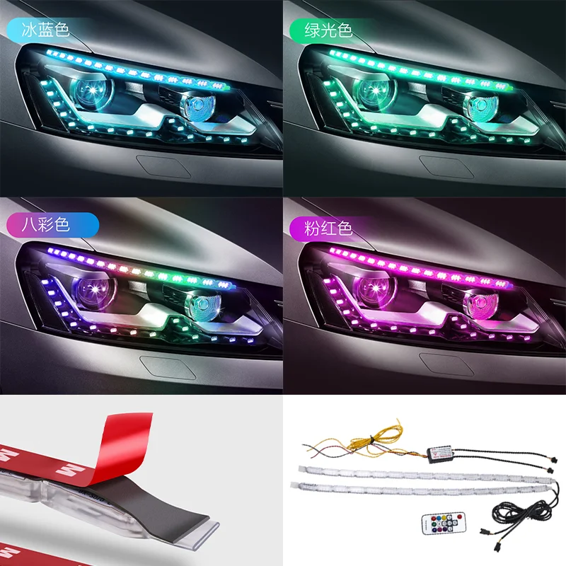 

2024 Latest Car Turn Signal Lights Crystal tear eye car color daytime running lights Flowing light effect car fog lights refit