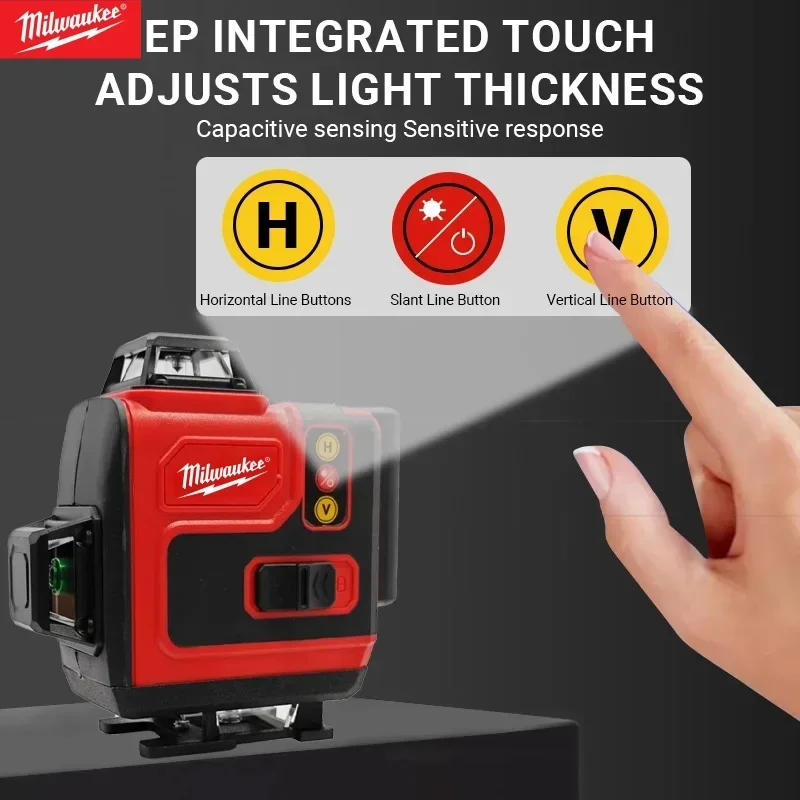 

Milwaukee 6 Lines 4D Laser Level High-Precision Green Line Self Leveling Portable 360°Green Beam Horizontal Vertical Laser Level