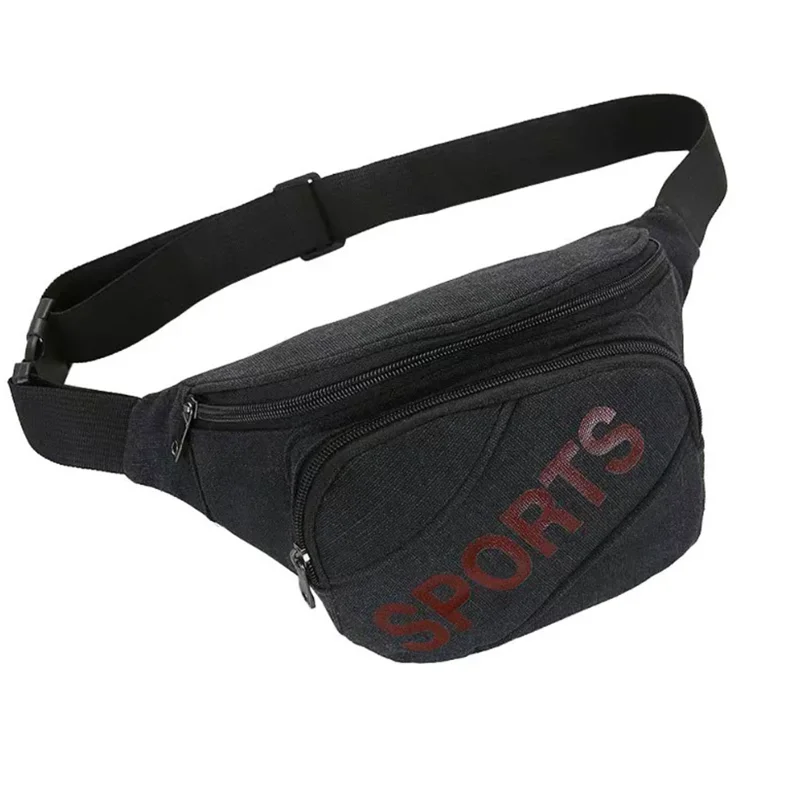 Canvas Waist Bag Mens Multi-compartment Sports Chest Bag Small Cloth Bag Mobile Phone Bag Fitness Bag Multi-functional Wallet