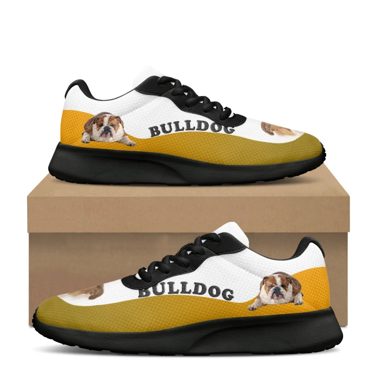 Cartoon Cute Bulldog Pattern Breathable Soft Women Casual Shoes Fashion Cozy Shock Absorbing Non-slip Ladies Sneaker for Outdoor