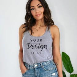 Your Design Here Custom Persional Women Tank Tops Cotton O Neck Sleeveless Vest Photo Print Your Text with Picture Dropshipping