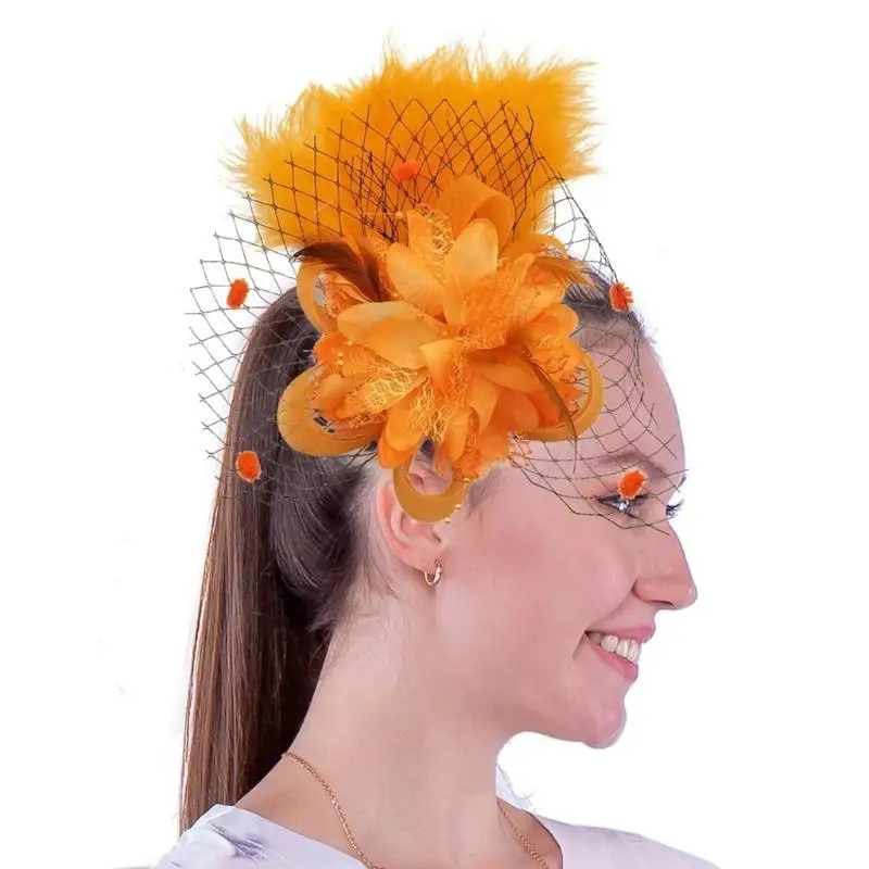 39BD Vintage Feder Haar Clip Handgemachte Haar Kopfbedeckung für Frauen Dame – Detail 8
