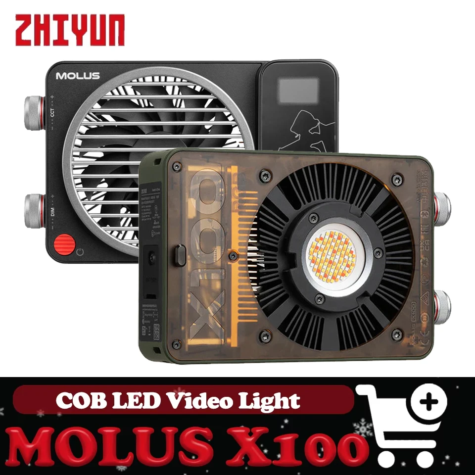 ZHIYUN MOLUS X100 Bi-Color Molus X100RGB Full Color Pocket COB Monolight 2700-6500K LED Photography Fill Light for Film Studio