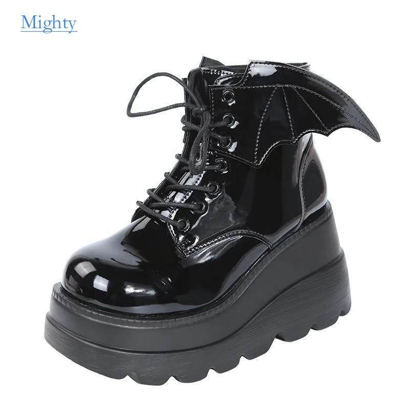 

Platform Women Snow Boots Autumn Newpersonalized Gothic Women Shoe High Heel Ankle Boot Handsome Large43 Motorcycle Mujer Boot