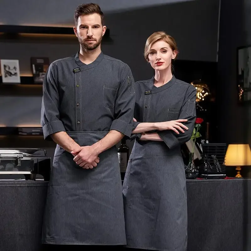 Uniformes de cuisine vêtements de Chef homme à manches longues Service alimentaire Restaurant uniforme de travail boulanger ventiler vêtements de travail femmes blanc