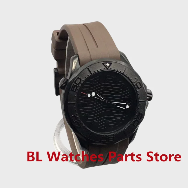 BLIGER 41mm Mechancial Men Watch Black Dial Luminous Sapphire Glass NH35A MIYOTA PT5000 Movement Rubber Strap Date Function