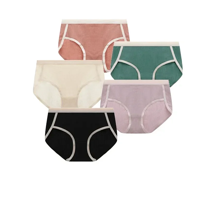 2PCS/SET Underwear Women Colorful Seamless Sports Underwear Plus Size Pure Cotton High Waist Large Size Sexy Panties Women