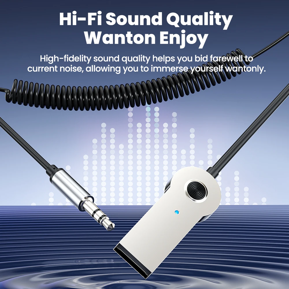 USB Bluetooth 5.3 Car Aux Adapter USB To 3.5mm Jack Audio Wireless Car Bluetooth Receiver for Car BT Transmitter Earphone Music