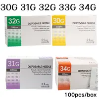 100 Uds 30G 31G 32G 33G 34G 4/6/13mm aguja indolora belleza aguja para perforación ultrafina aguja de relleno hipodermico