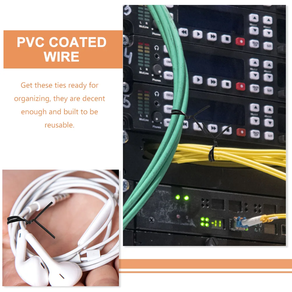 

1000 Pcs Gardening Iron Wire Ties Reusable Cable Cord ganizer PVC Coated Wire Plant Climbing Binding Tool Wrap