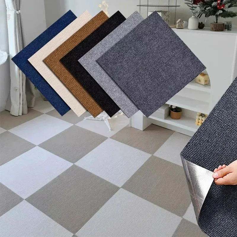 10PCS 30x30cm Self Adhesive Carpet Floor Tiles Sticker Square Rugs Peel and Stick Mat Flooring for Kitchen Decoration