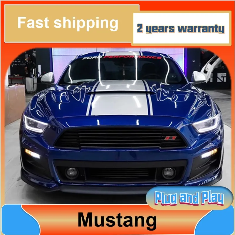 Car Styling for Ford Mustang Headlamp 2015-2018 Mustang Head Light DRL Turn Signal Low High Beam Projector Lens