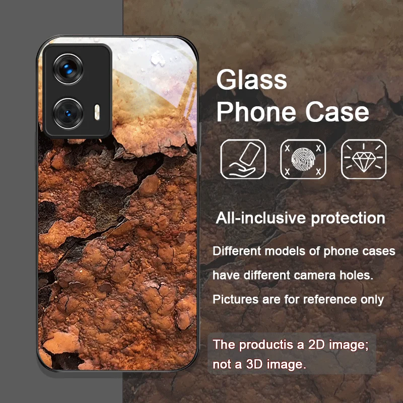 Kreative rostige Metalloberflächenmuster aus gehärtetem Glas für Motorola Moto Edge 50 Fusion 40 Neo 30 Pro G85 G84 G55 Abdeckung
