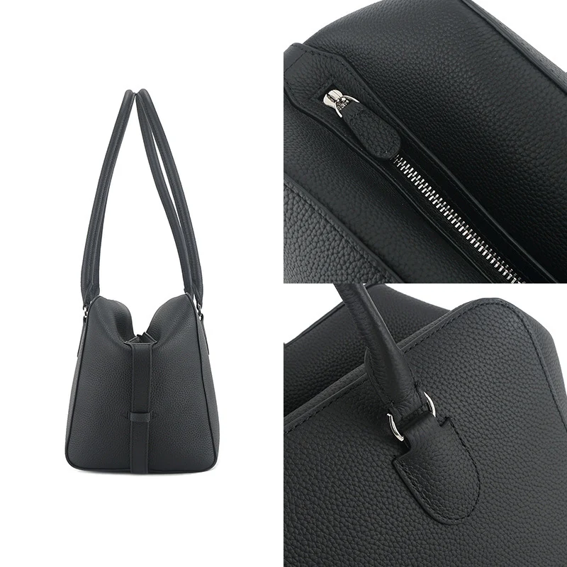 Donna-in Top Layer Cow Leather Top Handle Handbag Genuine Full Grained Calfskin Large Capacity Shoulder Bag for Women Work Tote — zdjęcie 4