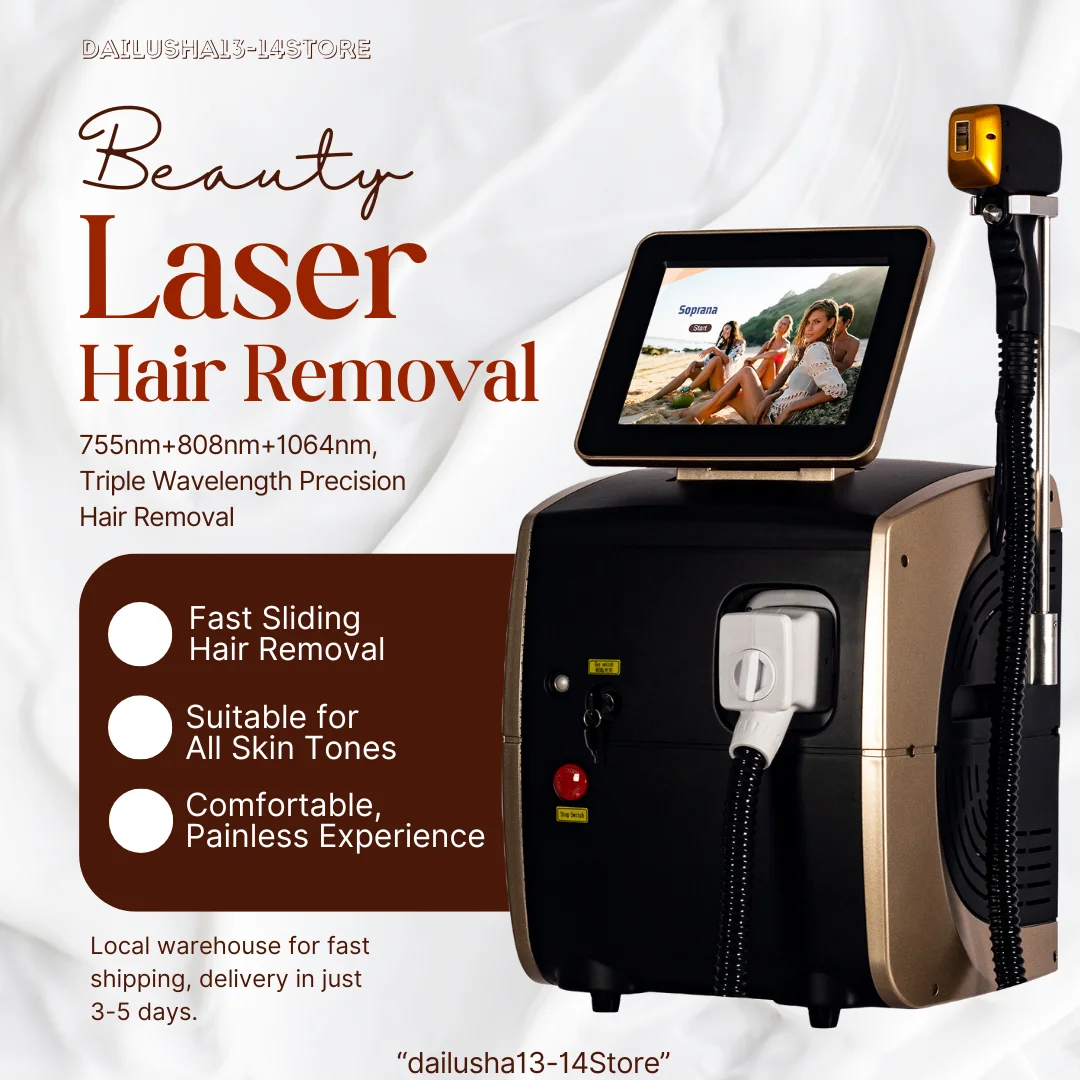 

Diode Laser Whole Body Hair Removal Device Nd YAG Laser 755 808 1064NM Ice Titanium Painless Permanent Hair Removal Machine