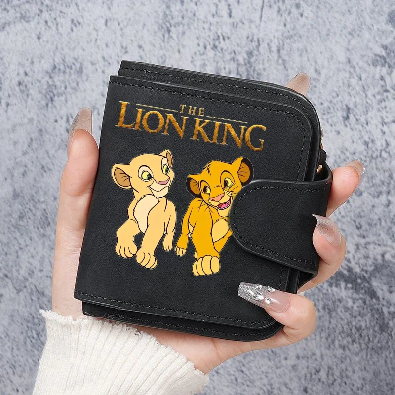 The Lion King Women Wallet Frosted Leather Short Vintage Female ClutchBag Credit Card Holder Lady Zip Purse Phone Bag Money Clip