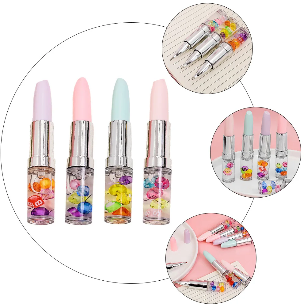 

4Pcs Lipstick Style Gel Pens 0.5mm Creative Smooth Writing Pens Lovely Stationery for School Office Stationery