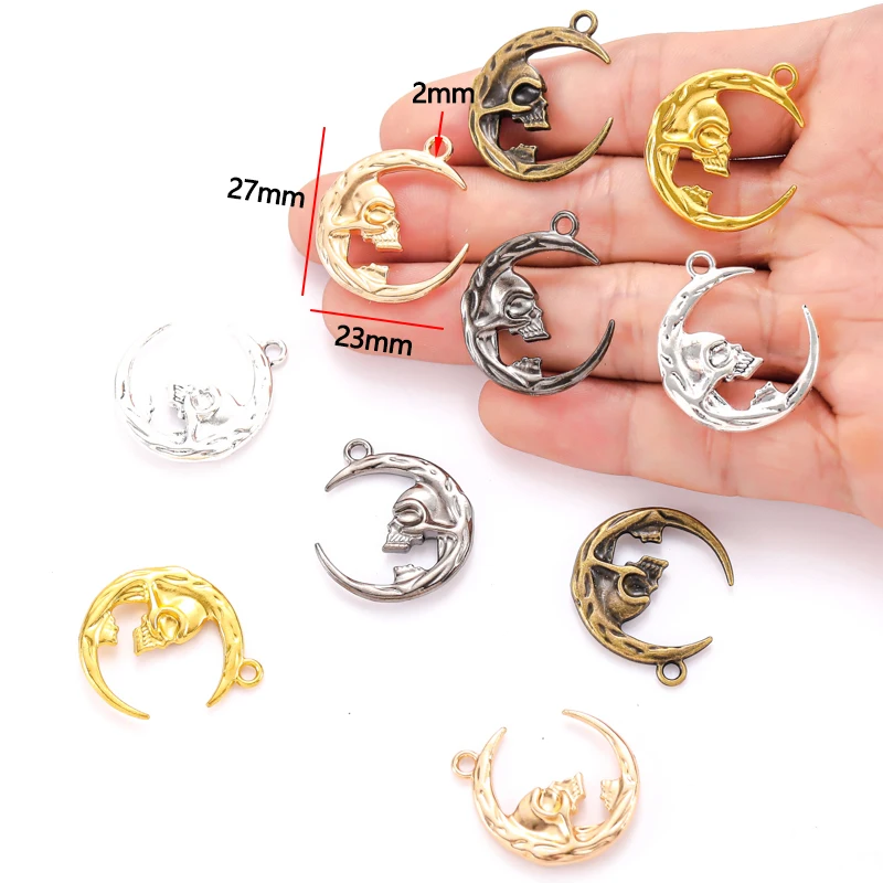 5pcs 5 colors alloy moon Charm For DIY Necklace Bracelet Earrings Pendant Jewelry Crafts Making Accessories 23*27mm L638