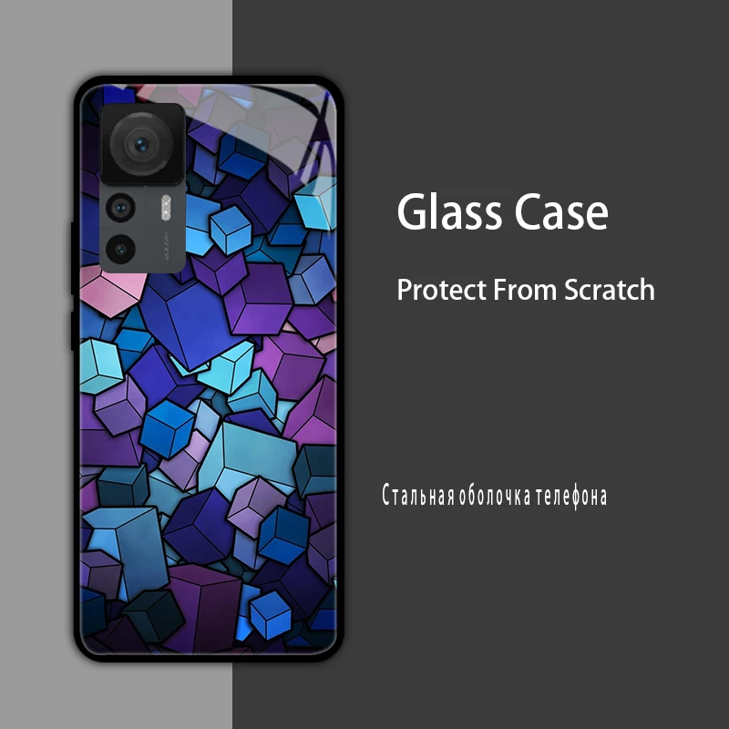 Tempered Glass Cases For Xiaomi 12T 12S 12X Case Hard Phone Back Cover for Xiaomi 11T 10T 12T Pro 11 12 Lite Protection Shells