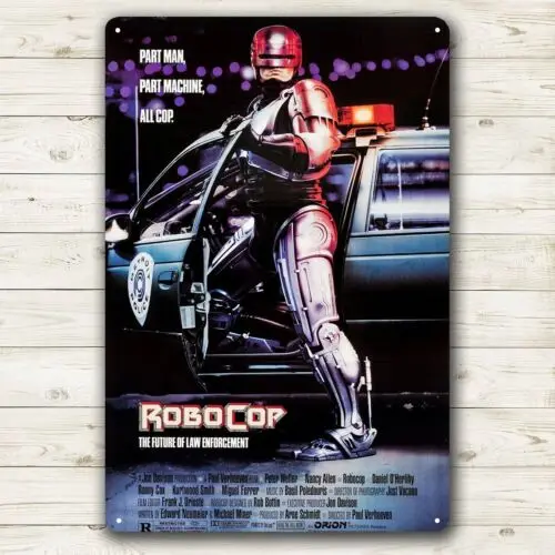 Placa de Metal Robocop: Poster Retrô de Filme Sci-Fi 20x30cm - Alumínio