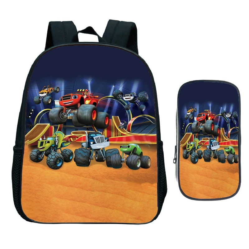 2 szt. Płomień i mega maszyny plecak płonący samochód dziecięcy chłopiec dziewczynka tornister prezent dla dziecka przedszkolna
