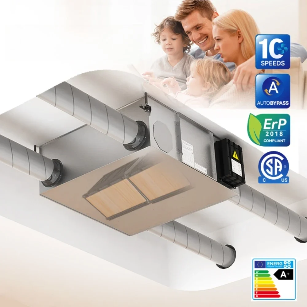 Ventilation Wifi Intelligent Control Fresh Air Processing Unit Household Air Supply and Exhaust Ventilation Belt Heat Recovery