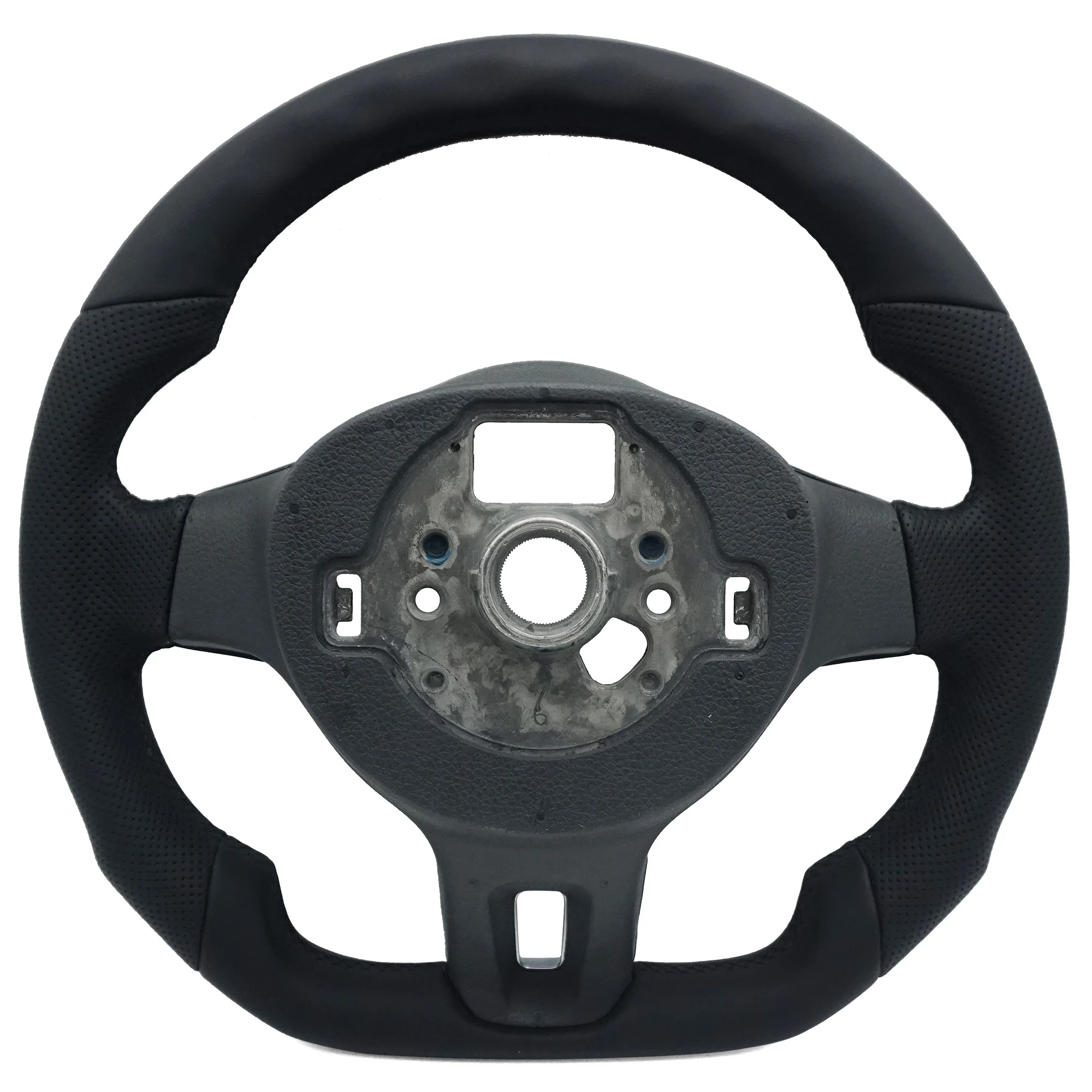 Leather Half Perforate Steering Wheel(Without Paddle Shifters)for VW Volkswagen Golf 6 MK6 CC Passat B7 Tiguan Black Stitching view 6