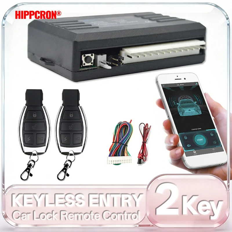 HIPPCRON 12V Car Remote Central Door Lock Keyless Entry System Locking Car Alarm System Remote Central Kit APP Mobile Control