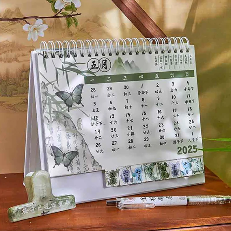 Borboleta Desktop Calendar, Flip Calendar, Calendário Diário, Planejador de Programação, Agenda Anual, 2024-2025