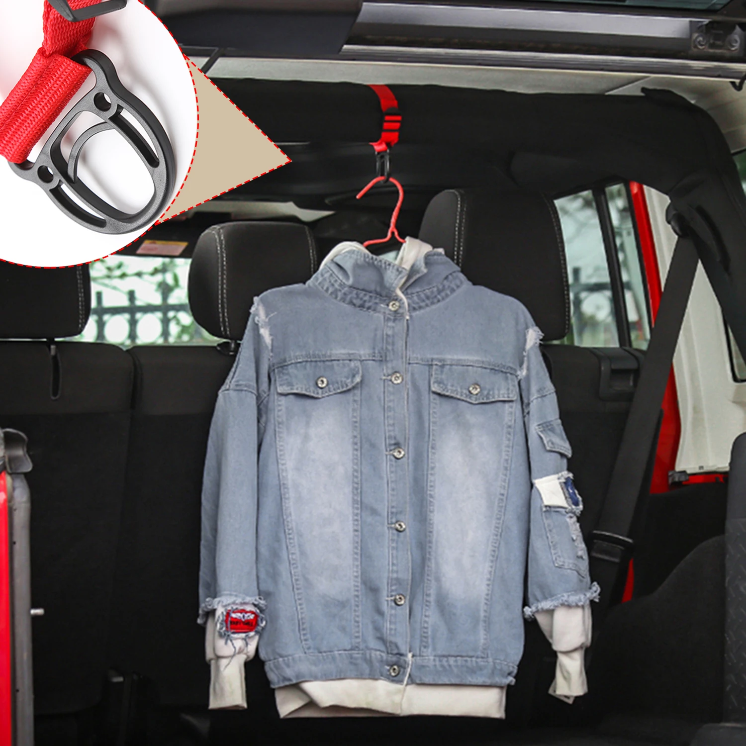 Roll Bar Clothing Hanger Hook Kit for Jeep Wrangler CJ YJ LJ TJ JK JKU JL JLU 4XE Gladiator JT Coat Hanging Rope Accessories