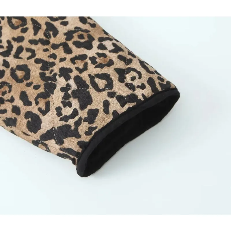 الخريف والشتاء المرأة الجديدة جولة الرقبة طويلة الأكمام الحيوان المطبوعة سترة قطن ملابس خارجية ركاب سترة الملابس النسائية